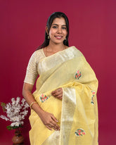 SC3139 - Linen Saree With Sticker Print